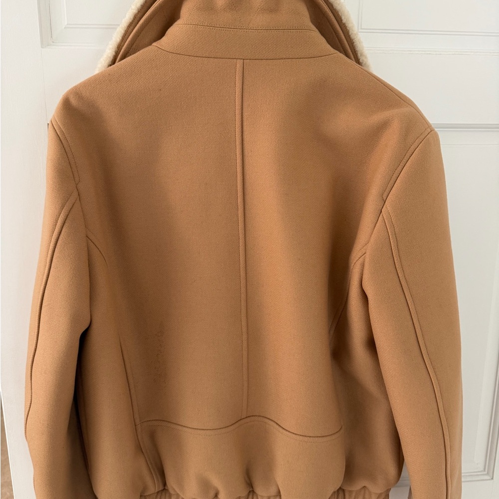 AMI Men’s Wool Bomber Jacket w/Shearling Collar - Camel - Size L - Picture 3 of 4